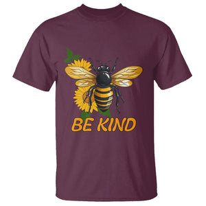 Anti Bullying T Shirt Be Kind Floral Bee Choose Kindness TS02 Maroon Printyourwear