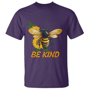 Anti Bullying T Shirt Be Kind Floral Bee Choose Kindness TS02 Purple Printyourwear