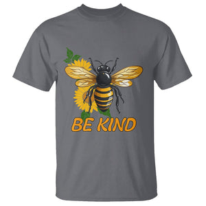 Anti Bullying T Shirt Be Kind Floral Bee Choose Kindness TS02 Charcoal Printyourwear