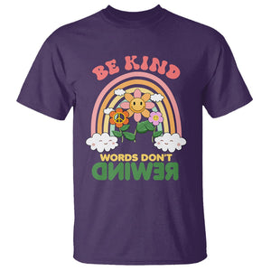 Anti Bullying T Shirt Be Kind Words Don't Rewind Rainbow TS02 Purple Printyourwear