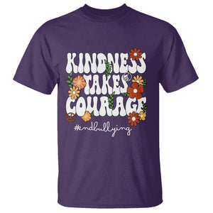 Anti Bullying T Shirt Kindness Takes Courage End Bullying Groovy Flower TS02 Purple Printyourwear