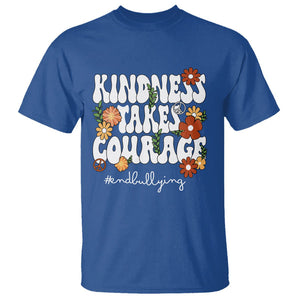 Anti Bullying T Shirt Kindness Takes Courage End Bullying Groovy Flower TS02 Royal Blue Printyourwear