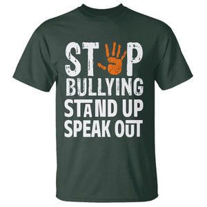 Anti Bullying T Shirt Stop Bullying Orange Stand Up Speak Out TS02 Dark Forest Green Printyourwear