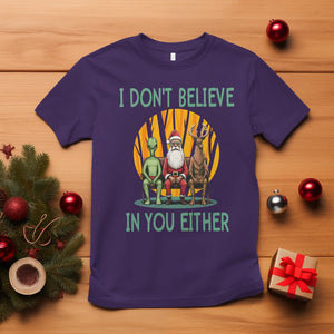 Anti Christmas T Shirt I Don't Believe In You Either Santa Reindeer Alien TS09 Purple Printyourwear