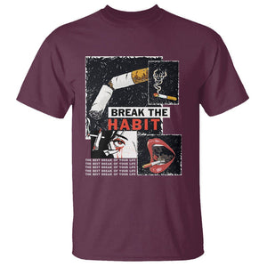 Anti Smoking T Shirt Break The Habit The Best Break Of Your Life TS09 Maroon Print Your Wear