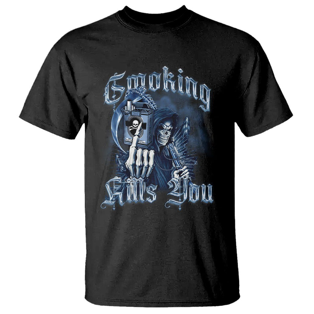 Anti Smoking T Shirt Smoking Kills You Skeleton Death TS09 Black Print Your Wear