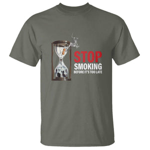 Anti Smoking T Shirt Stop Smoking Before It's Too Late TS09 Military Green Print Your Wear