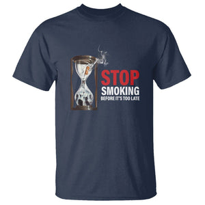 Anti Smoking T Shirt Stop Smoking Before It's Too Late TS09 Navy Print Your Wear