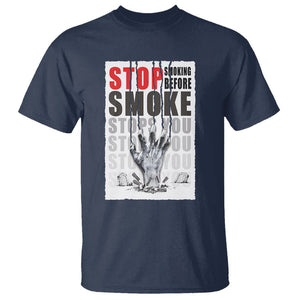 Anti Smoking T Shirt Stop Smoking Before Smoke Stops You TS09 Navy Print Your Wear