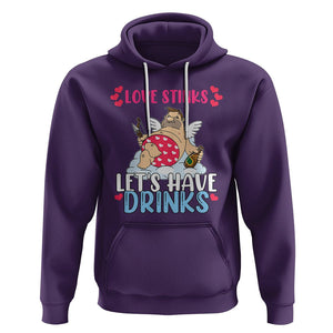 Anti Valentines Day Hoodie Love Stinks Let's Have Drinks Funny Cupid Drinking Lover TS02 Purple Printyourwear