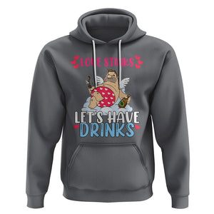 Anti Valentines Day Hoodie Love Stinks Let's Have Drinks Funny Cupid Drinking Lover TS02 Charcoal Printyourwear