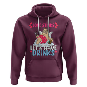 Anti Valentines Day Hoodie Love Stinks Let's Have Drinks Funny Cupid Drinking Lover TS02 Maroon Printyourwear