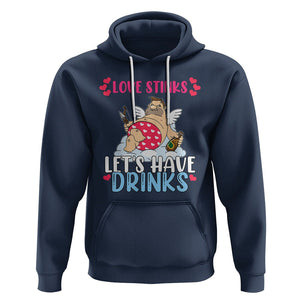 Anti Valentines Day Hoodie Love Stinks Let's Have Drinks Funny Cupid Drinking Lover TS02 Navy Printyourwear