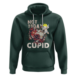 Anti Valentines Day Hoodie Not Today Cupid TS02 Dark Forest Green Printyourwear