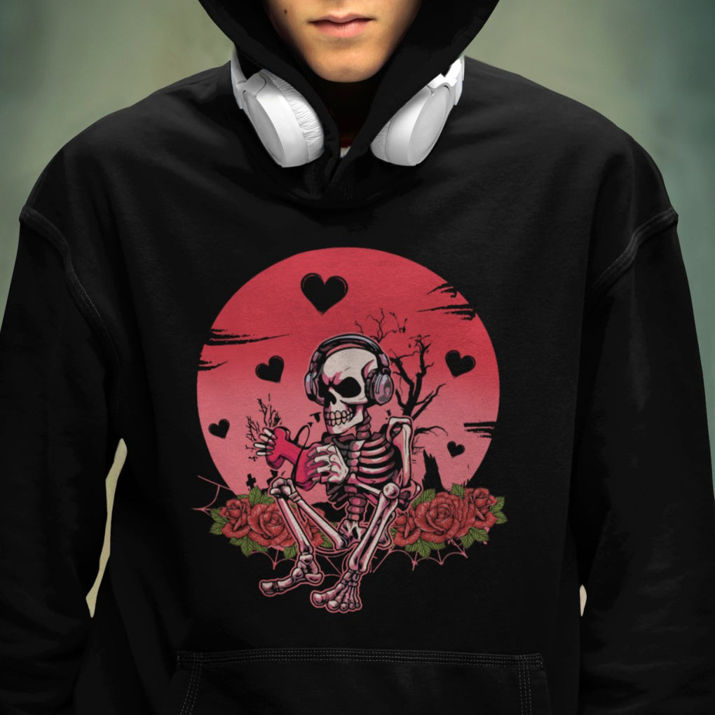 Anti Valentine's Day Hoodie Skeleton Gamer Video Game TS09 Printyourwear