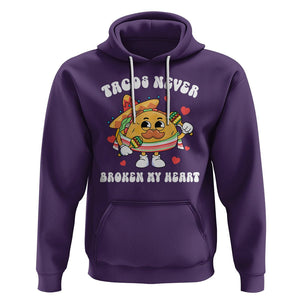 Anti Valentine's Day Hoodie Tacos Never Broke My Heart Funny Cinco De Mayo Party TS09 Purple Printyourwear