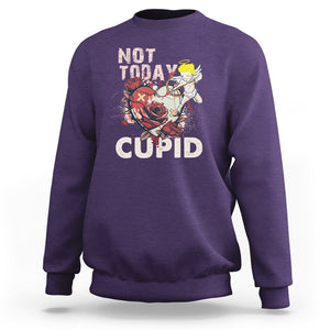 Anti Valentines Day Sweatshirt Not Today Cupid TS02 Purple Printyourwear