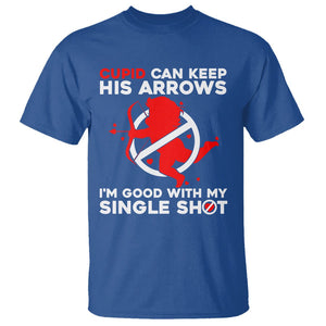 Anti Valentines Day T Shirt Funny Cupid Can Keep His Arrows I'm Good With My Single Shot TS02 Royal Blue Printyourwear