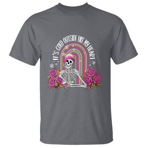 Anti Valentine's Day T Shirt It's Cold Outside Like My Heart Skeleton TS09 Charcoal Printyourwear