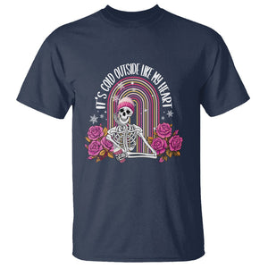 Anti Valentine's Day T Shirt It's Cold Outside Like My Heart Skeleton TS09 Navy Printyourwear