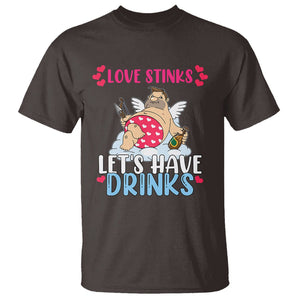 Anti Valentines Day T Shirt Love Stinks Let's Have Drinks Funny Cupid Drinking Lover TS02 Dark Chocolate Printyourwear