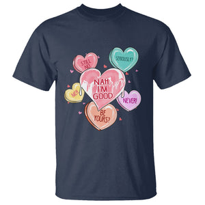 Anti Valentines Day T Shirt Nah I'm Good Single Hearts Self Love TS02 Navy Printyourwear