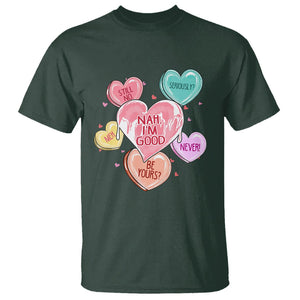 Anti Valentines Day T Shirt Nah I'm Good Single Hearts Self Love TS02 Dark Forest Green Printyourwear