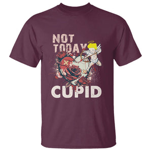 Anti Valentines Day T Shirt Not Today Cupid TS02 Maroon Printyourwear