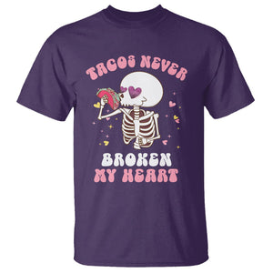 Anti Valentine's Day T Shirt Tacos Never Broke My Heart Skeleton Cinco De Mayo Party TS09 Purple Printyourwear