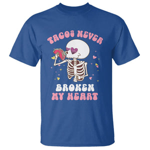 Anti Valentine's Day T Shirt Tacos Never Broke My Heart Skeleton Cinco De Mayo Party TS09 Royal Blue Printyourwear