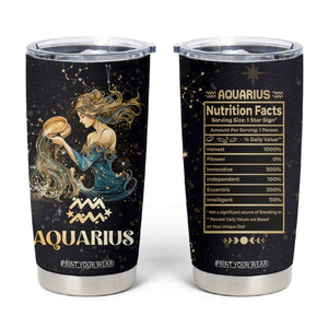 Aquarius Zodiac Tumbler Cup Celestial Constellation Astrology Horoscope Galaxy TB02 Black Printyourwear