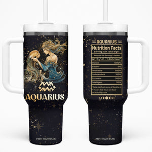 Aquarius Zodiac Tumbler With Handle Celestial Constellation Astrology Horoscope Galaxy TB02 One Size: 40 oz Black Printyourwear