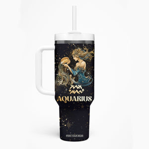 Aquarius Zodiac Tumbler With Handle Celestial Constellation Astrology Horoscope Galaxy TB02 Printyourwear