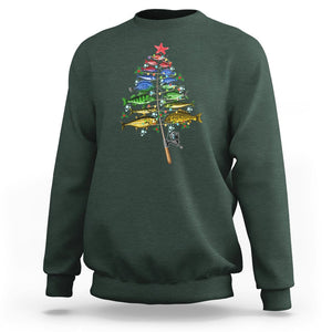 Aquatic Christmas Tree Fisherman Colorful Fish Sweatshirt TS09 Dark Forest Green Printyourwear