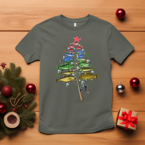 Aquatic Christmas Tree Fisherman Colorful Fish T Shirt TS09 Military Green Printyourwear