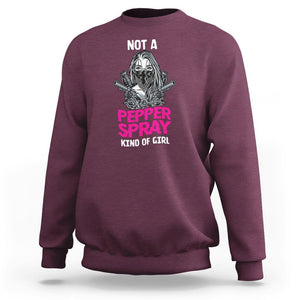 Armed Girl Sweatshirt Not A Pepper Spray Kind Of Girl American Flag Combat Boots TS02 Maroon Printyourwear