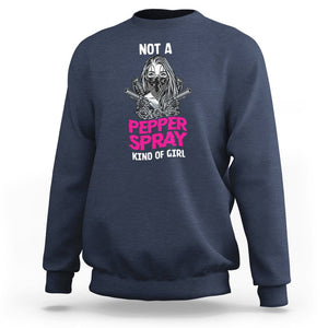 Armed Girl Sweatshirt Not A Pepper Spray Kind Of Girl American Flag Combat Boots TS02 Navy Printyourwear