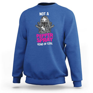 Armed Girl Sweatshirt Not A Pepper Spray Kind Of Girl American Flag Combat Boots TS02 Royal Blue Printyourwear