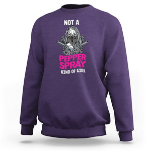 Armed Girl Sweatshirt Not A Pepper Spray Kind Of Girl American Flag Combat Boots TS02 Purple Printyourwear