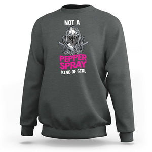 Armed Girl Sweatshirt Not A Pepper Spray Kind Of Girl American Flag Combat Boots TS02 Dark Heather Printyourwear