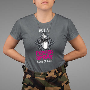 Armed Girl T Shirt Not A Pepper Spray Kind Of Girl American Flag Combat Boots TS02 Dark Heather Printyourwear