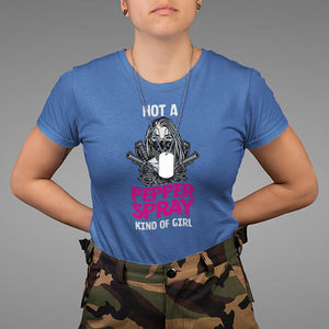 Armed Girl T Shirt Not A Pepper Spray Kind Of Girl American Flag Combat Boots TS02 Royal Blue Printyourwear