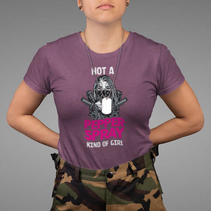 Armed Girl T Shirt Not A Pepper Spray Kind Of Girl American Flag Combat Boots TS02 Maroon Printyourwear