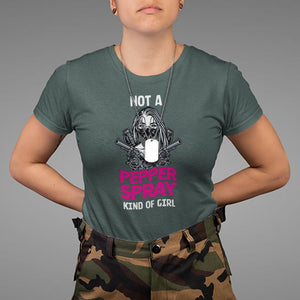 Armed Girl T Shirt Not A Pepper Spray Kind Of Girl American Flag Combat Boots TS02 Dark Forest Green Printyourwear