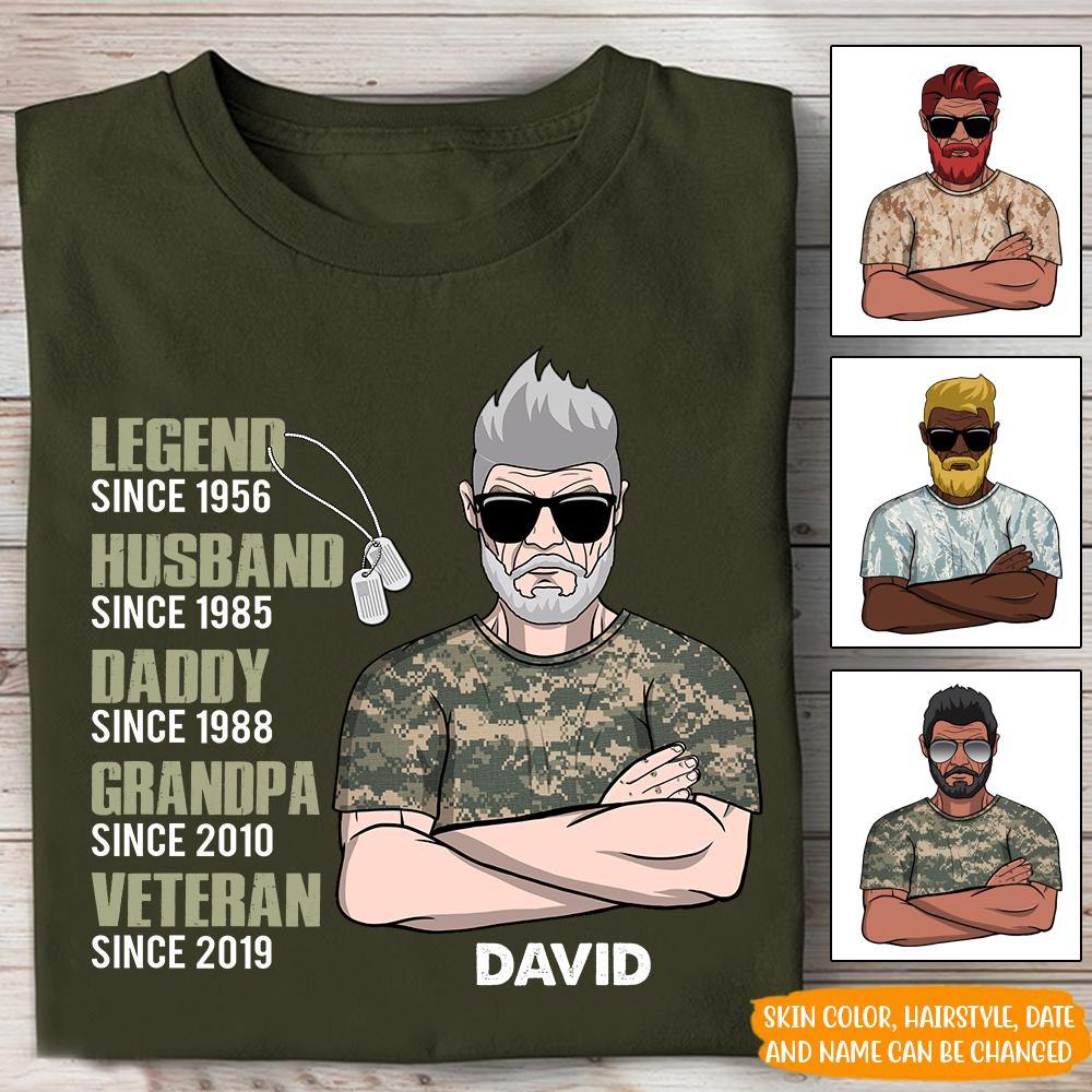 Personalized Veteran T Shirt Legend Husband Daddy Grandpa CTM Youth Custom - Printyourwear