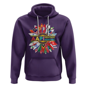 Asian American Hoodie AAPI Asian American And Pacific Islander Heritage Month Flags Sunflower TS02 Purple Printyourwear