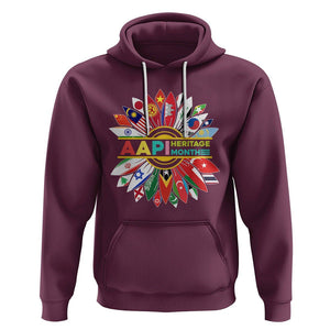 Asian American Hoodie AAPI Asian American And Pacific Islander Heritage Month Flags Sunflower TS02 Maroon Printyourwear