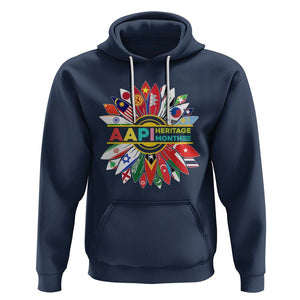 Asian American Hoodie AAPI Asian American And Pacific Islander Heritage Month Flags Sunflower TS02 Navy Printyourwear