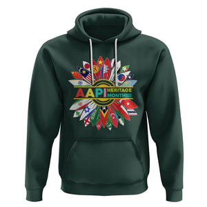 Asian American Hoodie AAPI Asian American And Pacific Islander Heritage Month Flags Sunflower TS02 Dark Forest Green Printyourwear