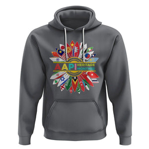 Asian American Hoodie AAPI Asian American And Pacific Islander Heritage Month Flags Sunflower TS02 Charcoal Printyourwear